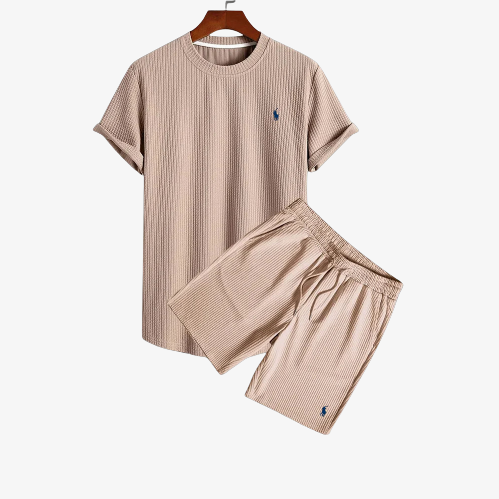 OUTLET™ Zweiteiliger Rippstoff – T-Shirt & Shorts